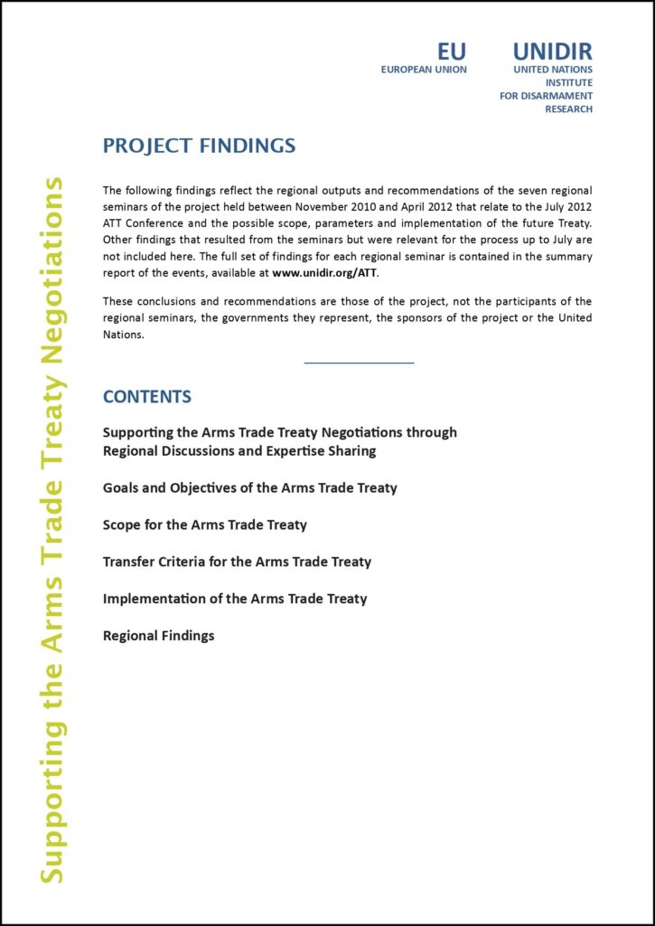 Supporting the Arms Trade Treaty Negotiations through Regional Discussions and Expertise Sharing – Project Findings