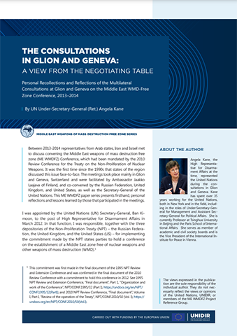 Angela Kane – The Consultations in Glion and Geneva: A View from the Negotiating Table