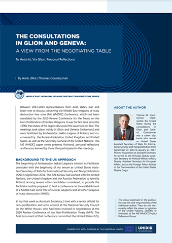 Thomas Countryman – The Consultations in Glion and Geneva: A View from the Negotiating Table