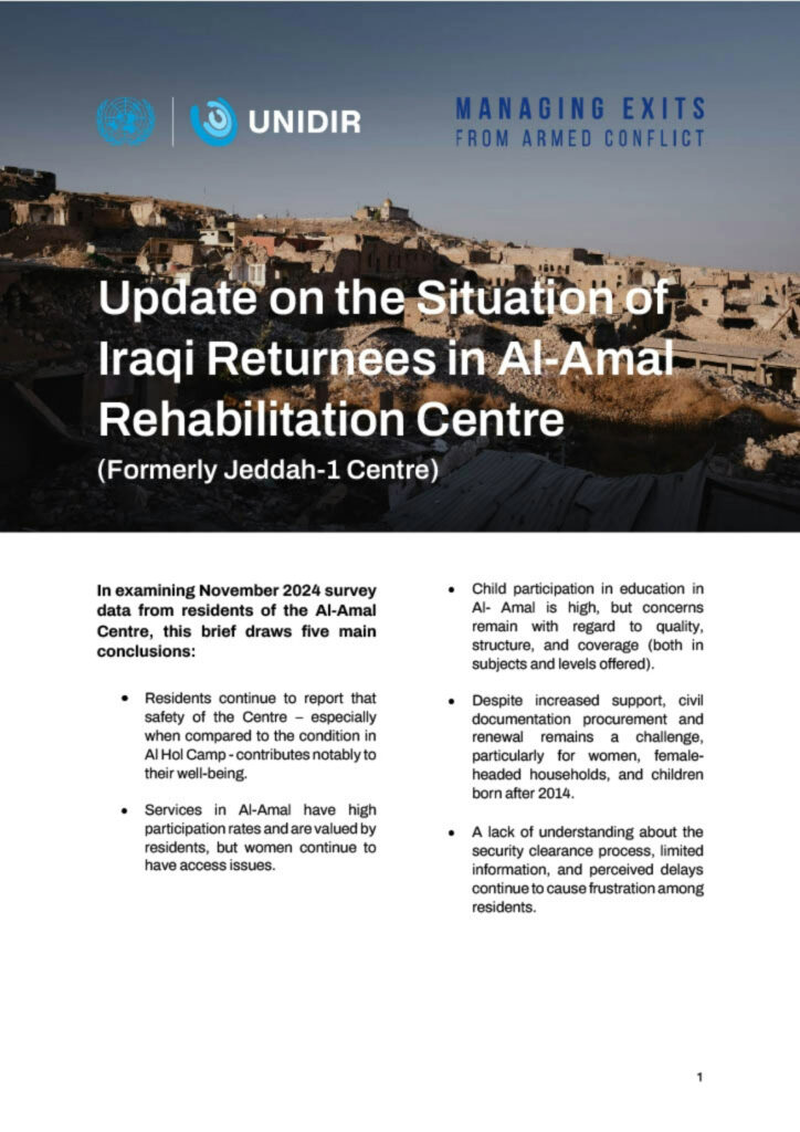 Update on the Situation of Iraqi Returnees in Al-Amal Rehabilitation Centre (Formerly Jeddah-1 Centre)
