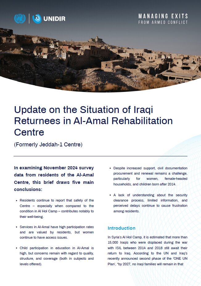 Update on the Situation of Iraqi Returnees in Al-Amal Rehabilitation Centre (Formerly Jeddah-1 Centre)