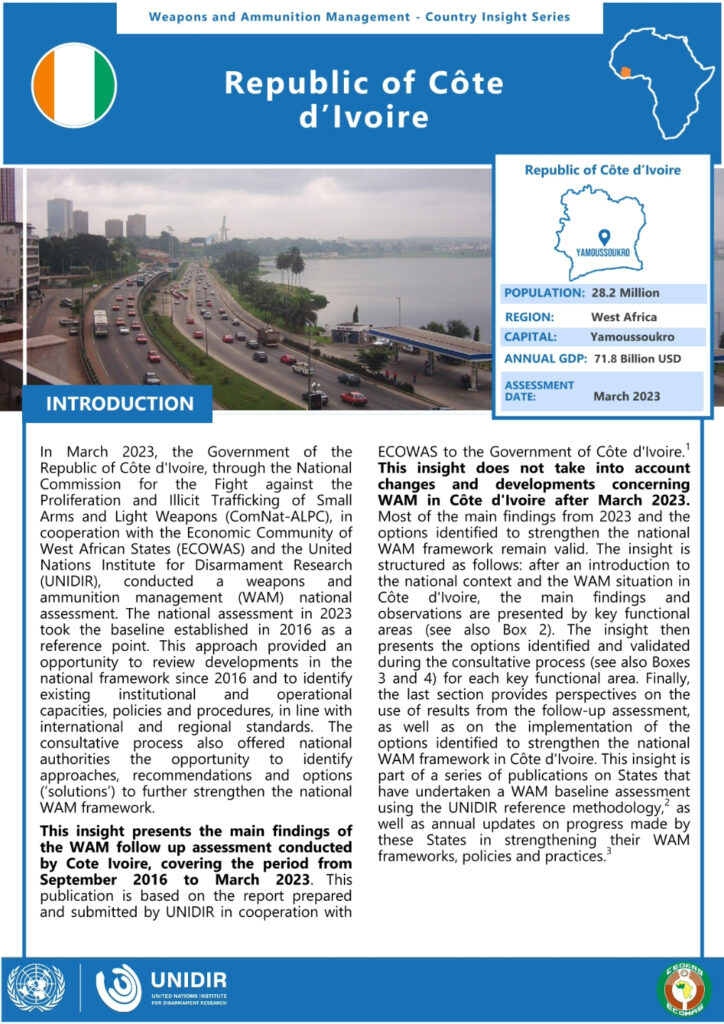 Weapons and Ammunition Management Country Insight: Republic of Côte d’Ivoire