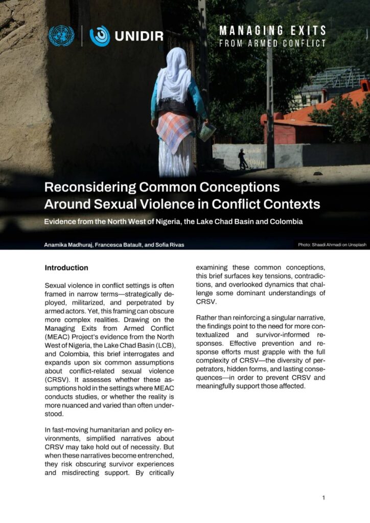Reconsidering Common Conceptions Around Sexual Violence in Conflict Contexts: Evidence from the North West of Nigeria, the Lake Chad Basin and Colombia