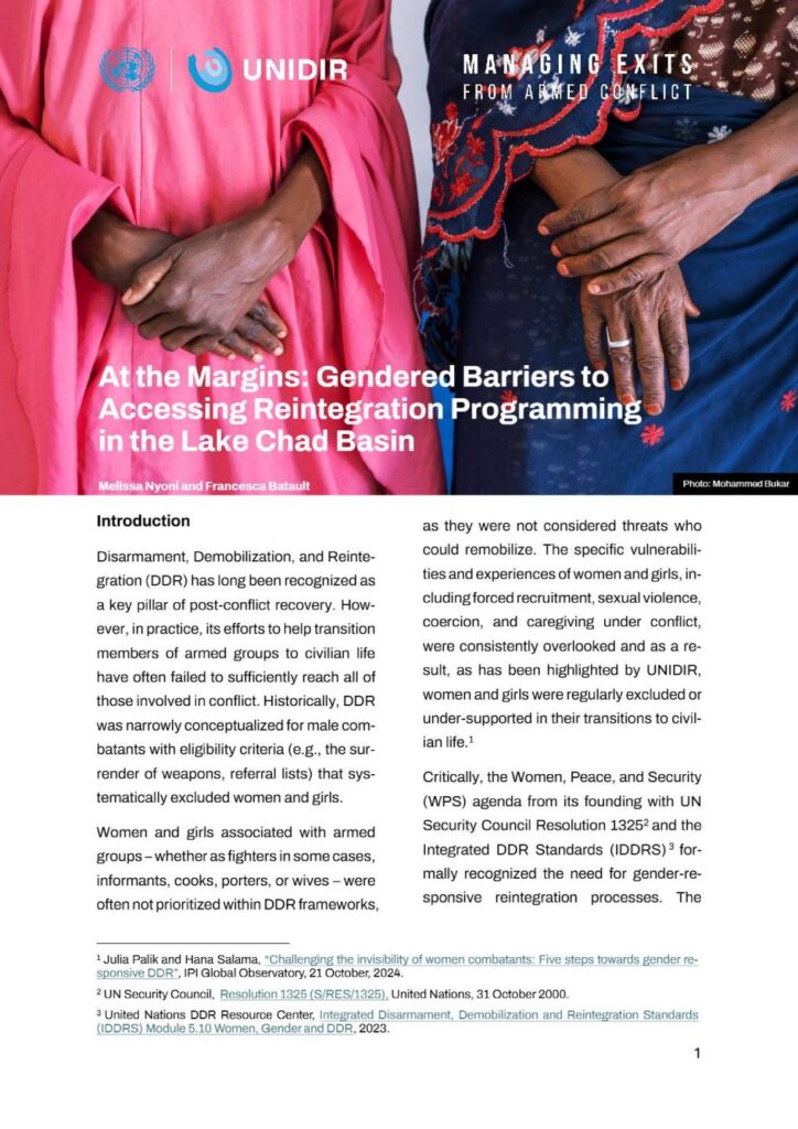 At the Margins: Gendered Barriers to Accessing Reintegration Programming in the Lake Chad Basin