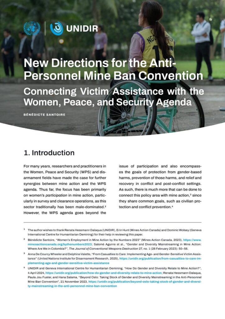 New Directions for the Anti-Personnel Mine Ban Convention: Connecting Victim Assistance with the Women, Peace and Security Agenda