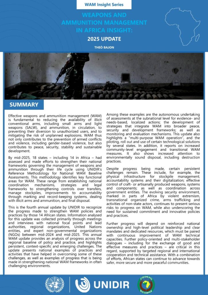 Weapons and Ammunition Management in Africa Insight: 2025 Update
