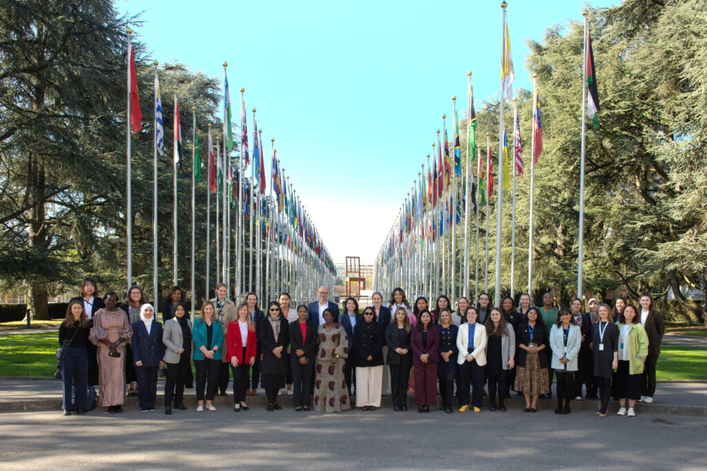 UNIDIR Director Dr Robin Geiss and the participants of  the 2025 UNIDIR Women in AI Fellowship, Palais des Nations, Geneva, Switzerland