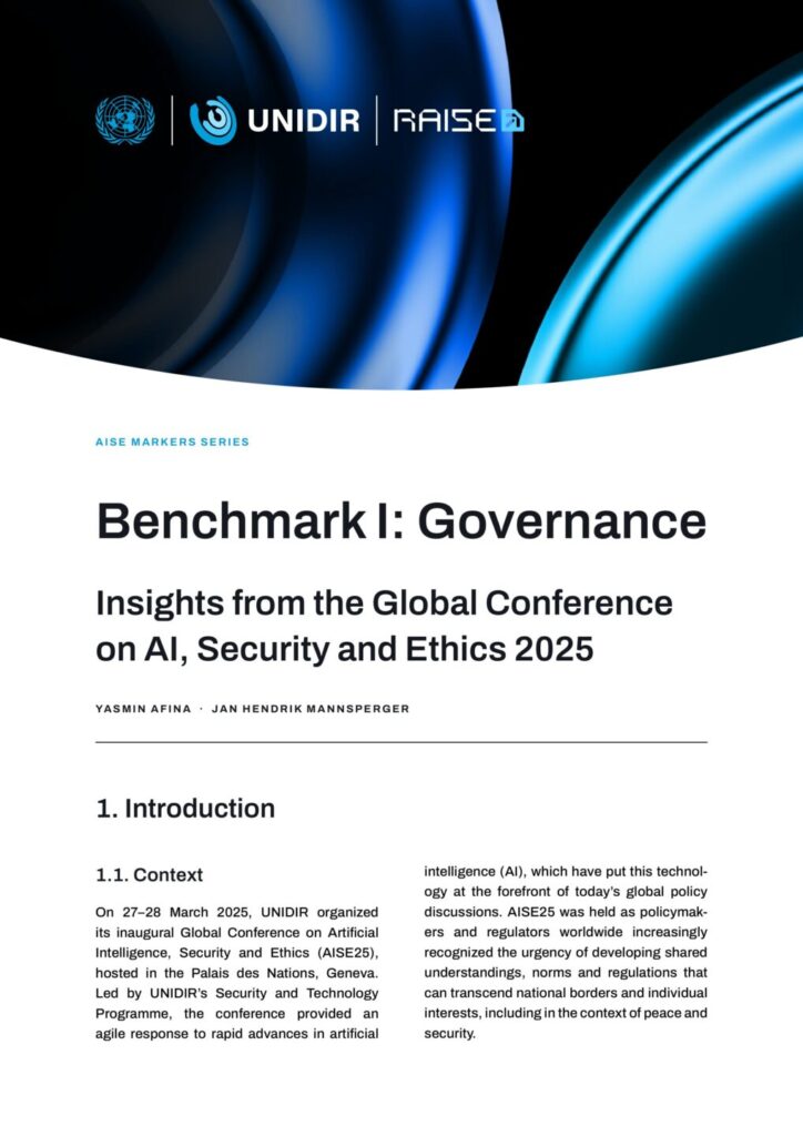 Benchmark I: Governance – Insights from the Global Conference on AI, Security and Ethics 2025