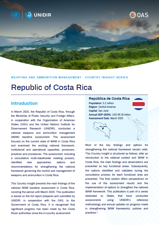 Weapons and Ammunition Management Country Insight: Republic of Costa Rica